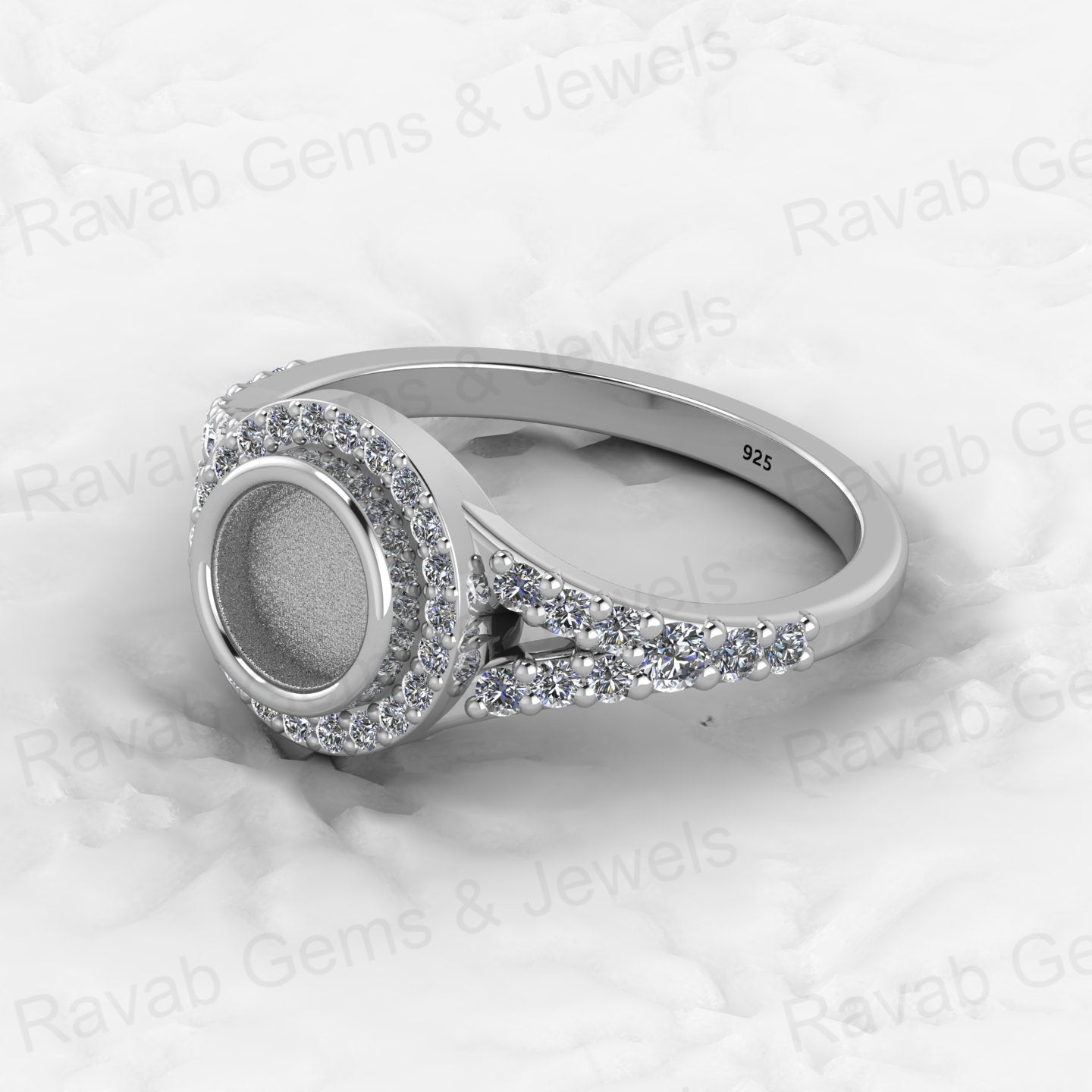 Solid 925 Sterling Silver Octa Cushion Semi Mount Blank Setting Wedding Ring Good for Ashes & Resin Work Breastmilk Jewelry
