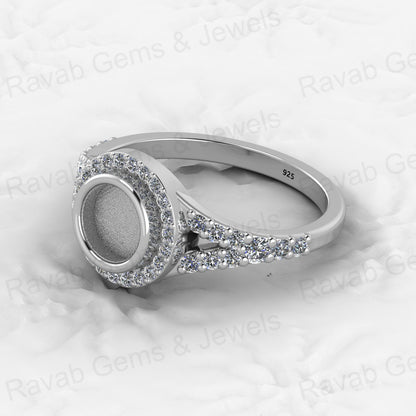 Solid 925 Sterling Silver Octa Cushion Semi Mount Blank Setting Wedding Ring Good for Ashes & Resin Work Breastmilk Jewelry