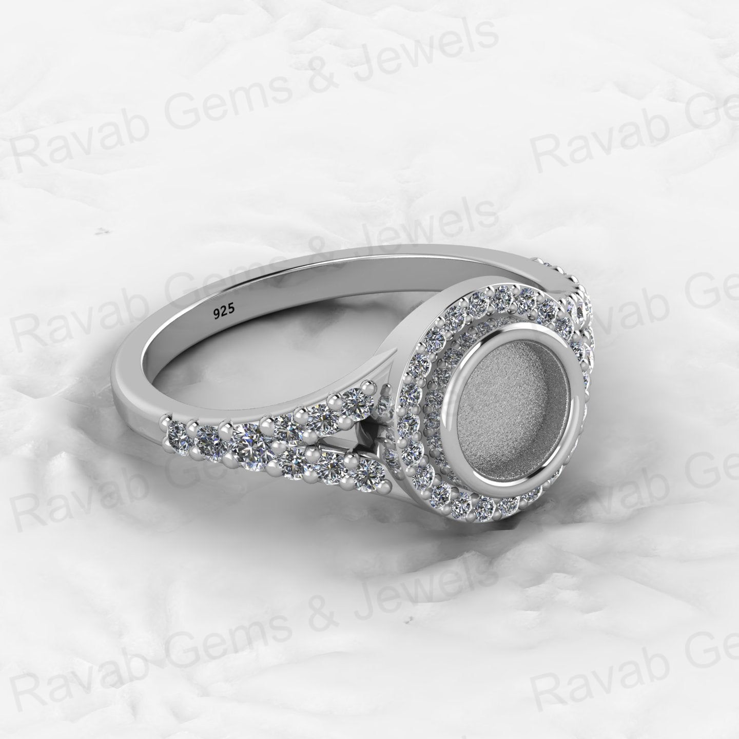 Solid 925 Sterling Silver Octa Cushion Semi Mount Blank Setting Wedding Ring Good for Ashes & Resin Work Breastmilk Jewelry