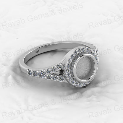 Solid 925 Sterling Silver Octa Cushion Semi Mount Blank Setting Wedding Ring Good for Ashes & Resin Work Breastmilk Jewelry