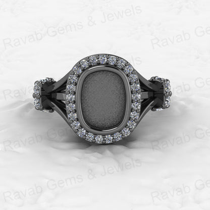 Solid 925 Sterling Silver Octa Cushion Semi Mount Blank Setting Wedding Ring Good for Ashes & Resin Work Breastmilk Jewelry