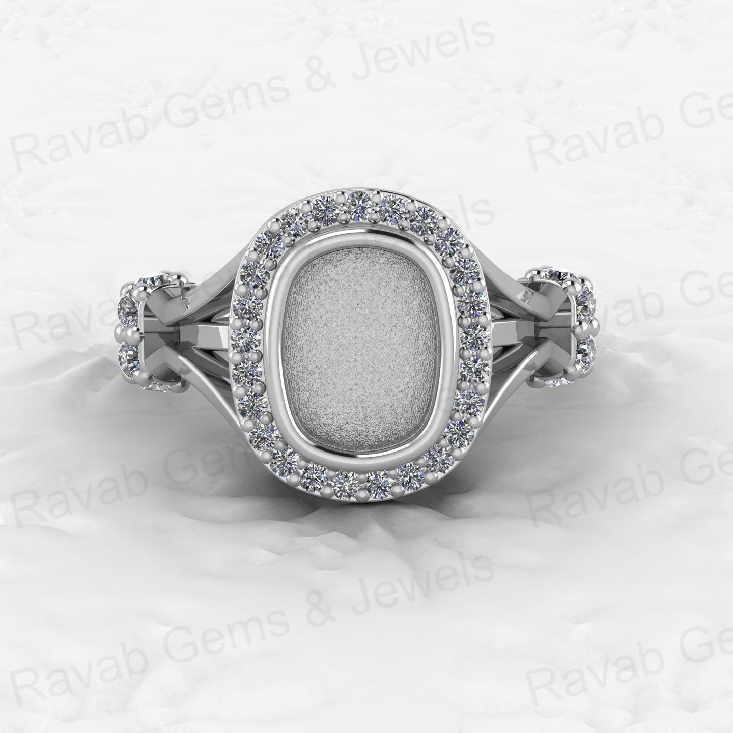 Solid 925 Sterling Silver Octa Cushion Semi Mount Blank Setting Wedding Ring Good for Ashes & Resin Work Breastmilk Jewelry