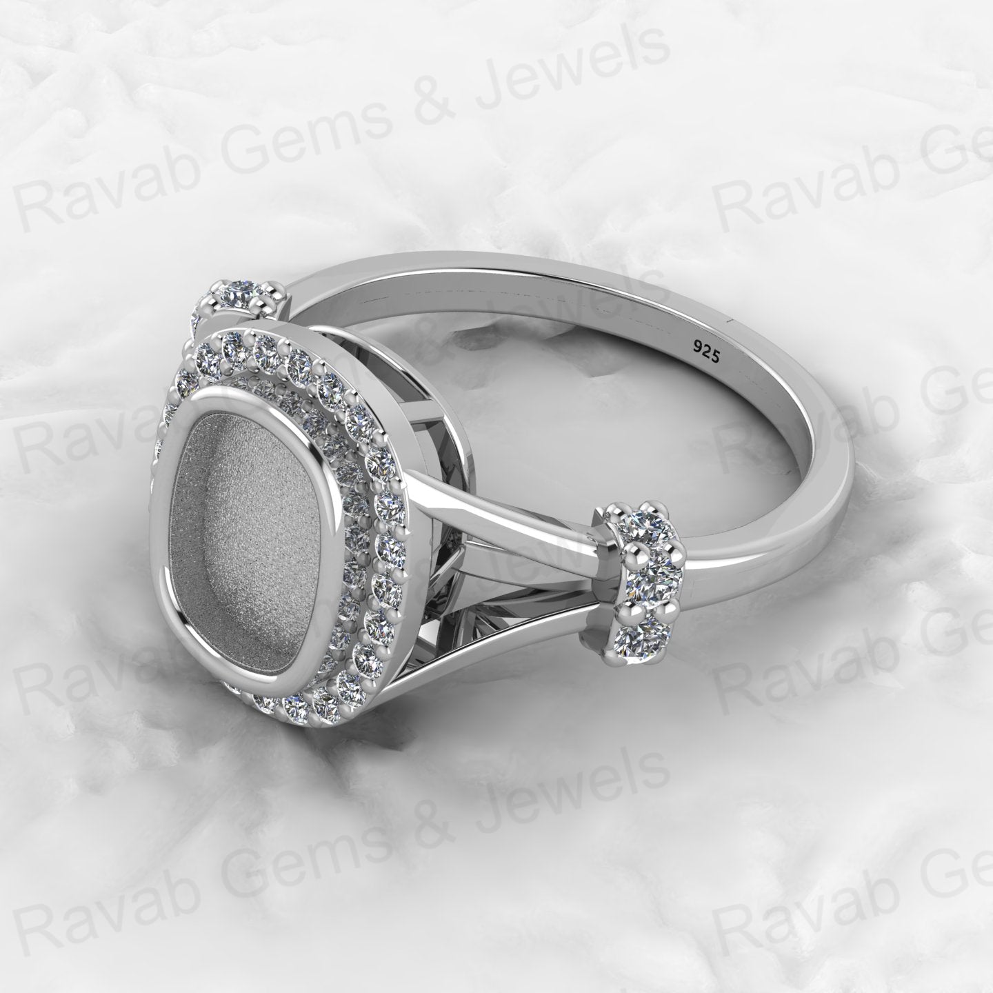 Solid 925 Sterling Silver Octa Cushion Semi Mount Blank Setting Wedding Ring Good for Ashes & Resin Work Breastmilk Jewelry