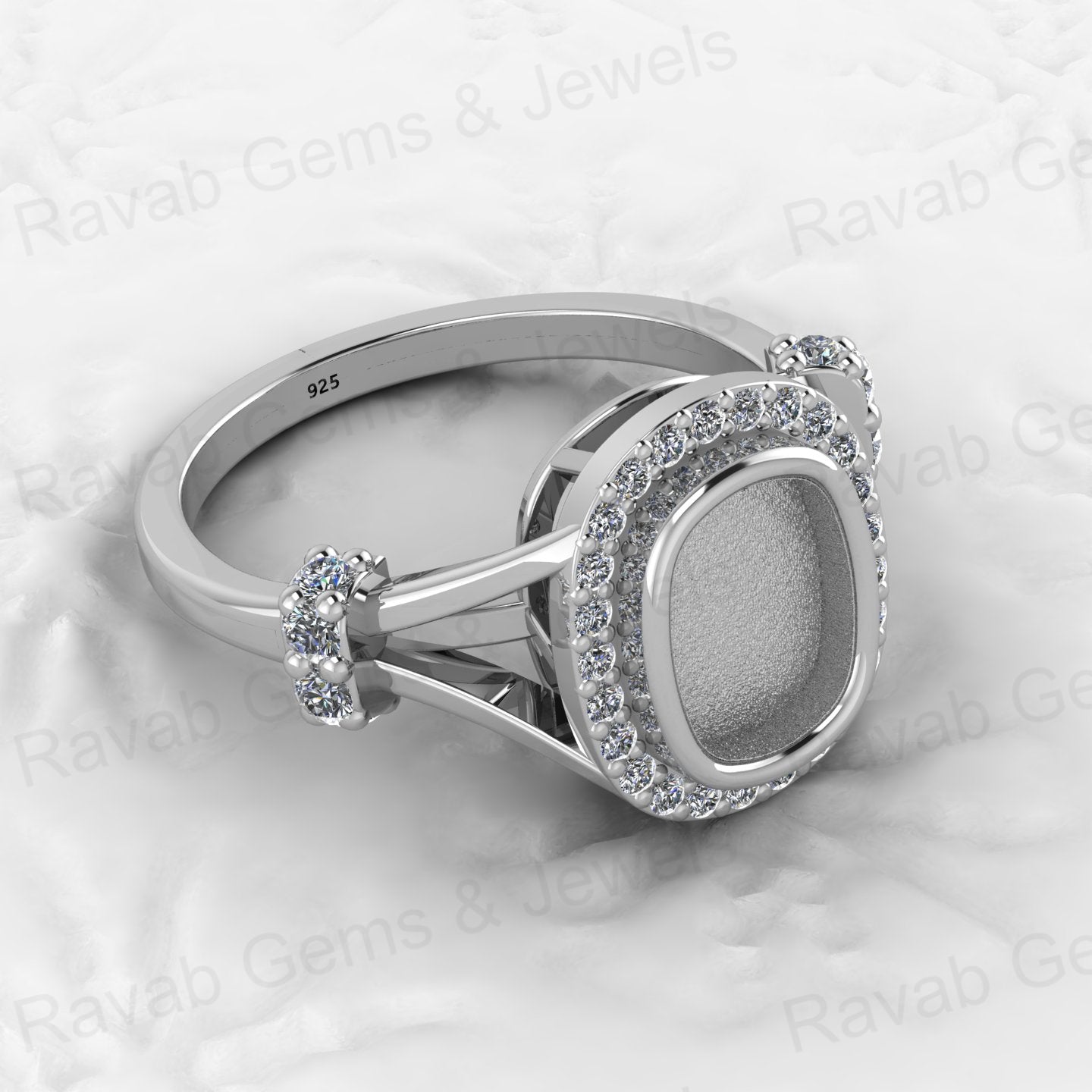 Solid 925 Sterling Silver Octa Cushion Semi Mount Blank Setting Wedding Ring Good for Ashes & Resin Work Breastmilk Jewelry