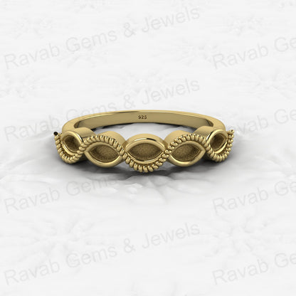 Genuine Solid 925 Sterling Silver Half Eternity Semi Mount Blank Setting Ring Good for Ashes & Resin Work Breastmilk Jewelry