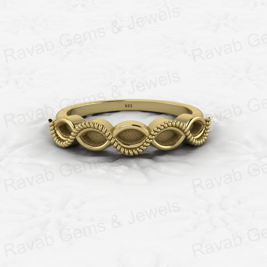 Genuine Solid 925 Sterling Silver Half Eternity Semi Mount Blank Setting Ring Good for Ashes & Resin Work Breastmilk Jewelry