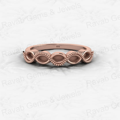 Genuine Solid 925 Sterling Silver Half Eternity Semi Mount Blank Setting Ring Good for Ashes & Resin Work Breastmilk Jewelry