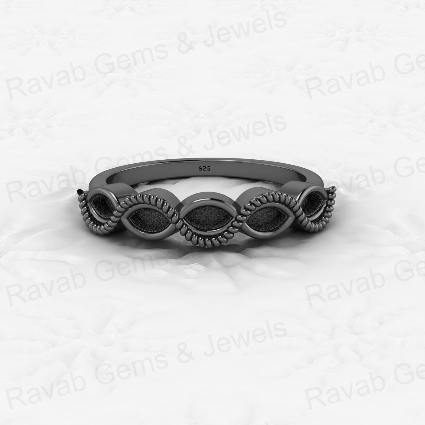 Genuine Solid 925 Sterling Silver Half Eternity Semi Mount Blank Setting Ring Good for Ashes & Resin Work Breastmilk Jewelry