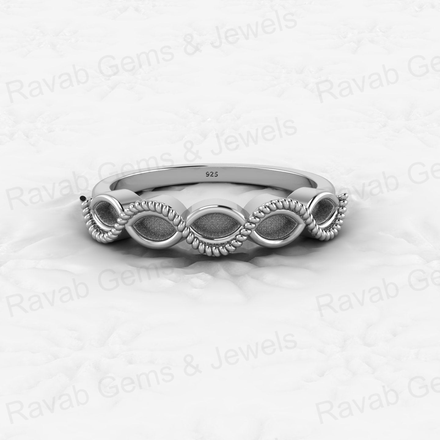 Genuine Solid 925 Sterling Silver Half Eternity Semi Mount Blank Setting Ring Good for Ashes & Resin Work Breastmilk Jewelry