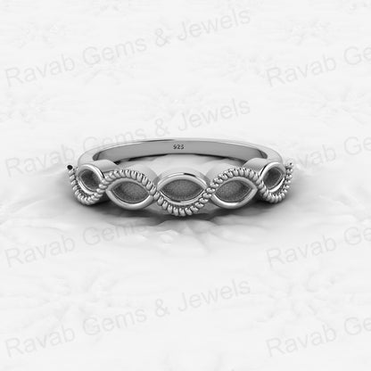 Genuine Solid 925 Sterling Silver Half Eternity Semi Mount Blank Setting Ring Good for Ashes & Resin Work Breastmilk Jewelry