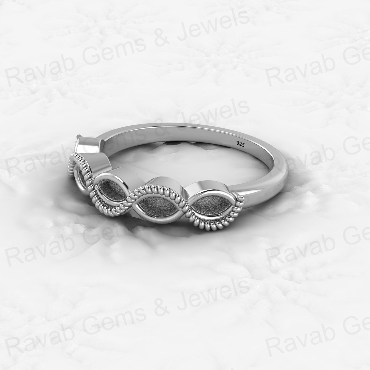 Genuine Solid 925 Sterling Silver Half Eternity Semi Mount Blank Setting Ring Good for Ashes & Resin Work Breastmilk Jewelry