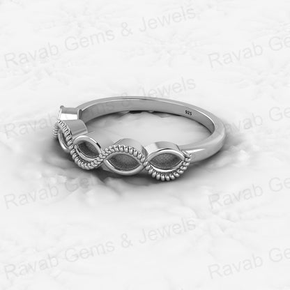 Genuine Solid 925 Sterling Silver Half Eternity Semi Mount Blank Setting Ring Good for Ashes & Resin Work Breastmilk Jewelry