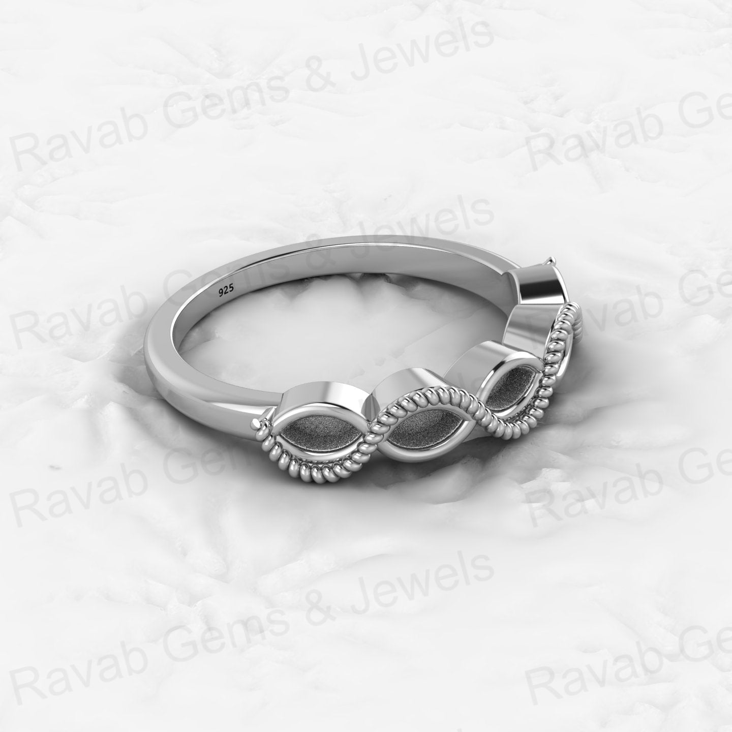 Genuine Solid 925 Sterling Silver Half Eternity Semi Mount Blank Setting Ring Good for Ashes & Resin Work Breastmilk Jewelry