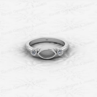 Summer Sale 925 Silver 2x4mm Marquise With CZ 2mm Semi Mount Blank Dainty Ring for Breastmilk Keepsake Fine Jewelry for Women