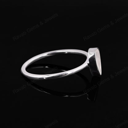 Genuine 925 Sterling Silver 7x9mm Pear Bezel Setting Simple Band Minimalist Ring Good For Resin & Ashes Work Keepsake Jewelry