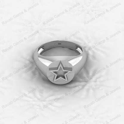 Genuine 925 Sterling Silver Star of David Semi Mount Signet Ring DIY Bezel Setting for Ashes Resin Breastmilk Keepsake Jewelry