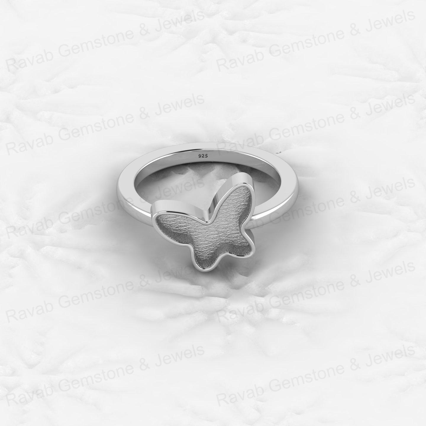Superb Quality 925 Sterling Silver 11x13mm Fancy Semi Mount Blank Set Butterfly Ring for Breastmilk Keepsake Charming Jewelry