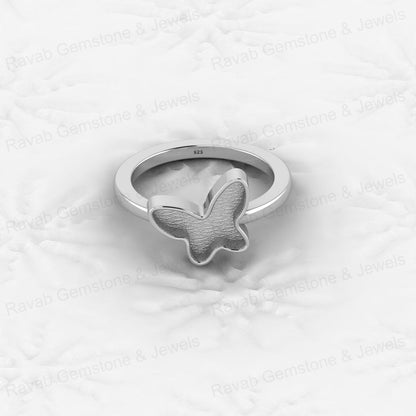 Superb Quality 925 Sterling Silver 11x13mm Fancy Semi Mount Blank Set Butterfly Ring for Breastmilk Keepsake Charming Jewelry