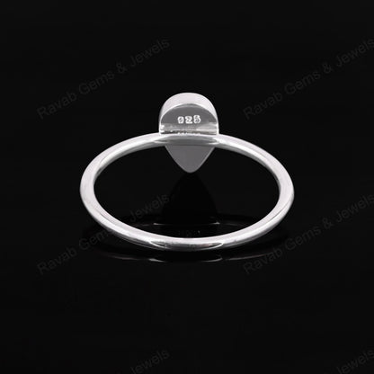 Genuine 925 Sterling Silver 7x9mm Pear Bezel Setting Simple Band Minimalist Ring Good For Resin & Ashes Work Keepsake Jewelry