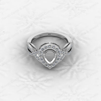 Best Quality 925 Silver Cocktail Pear 6x8mm Semi Mount Blank Setting Ring for Gemstone Ashes & Resin Jewelry Findings & Jewelry