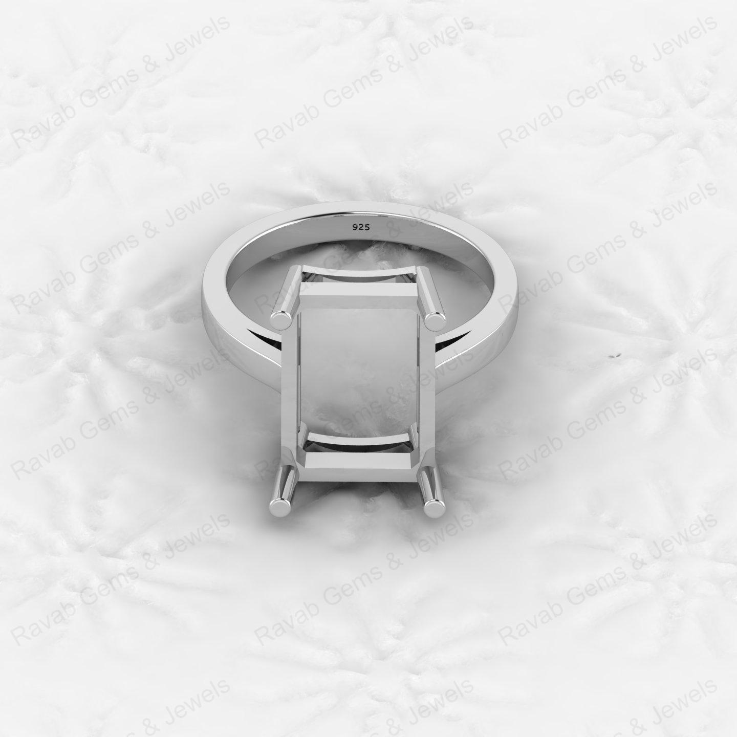 High Quality Genuine 925 Silver 10x14mm Rectangle Shape 4 Prong Settings Good for Gemstone Keepsake Memorial Crafts DIY Jewelry
