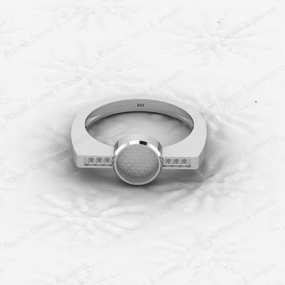 Best Quality 925 Silver Signet Design 7mm Semi Mount Blank Setting Ring for Gemstone Ashes & Resin Jewelry Findings & Components