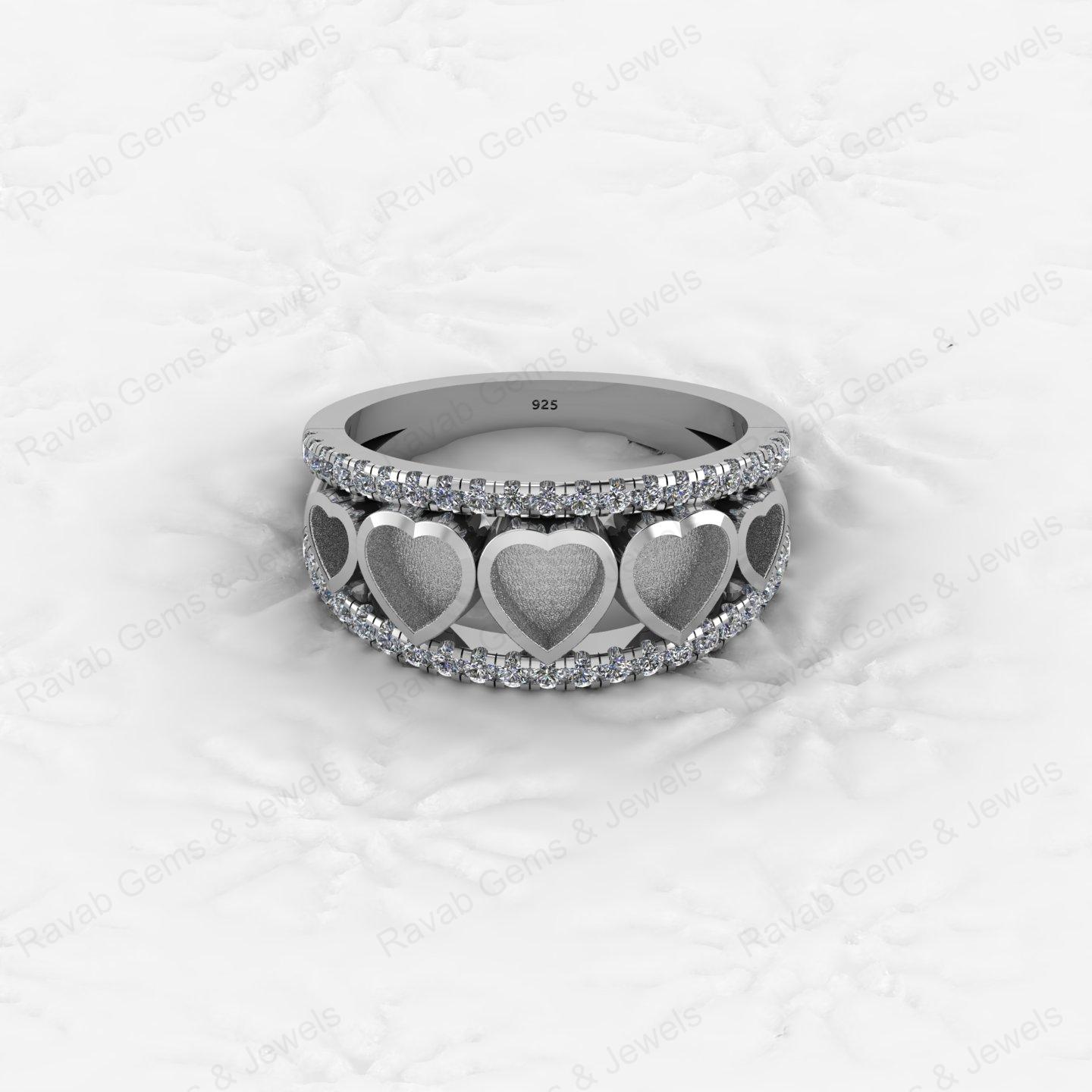 Top Selling 925 Silver Semi Mount Blank Setting Ring Heart 5x5mm Gemstone Ashes Resin Jewelry Findings Premium Components