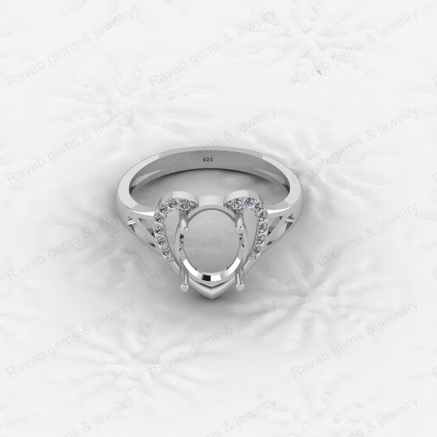Genuine 925 Silver Pear 6x8mm Semi Mount Prong Blank Setting Ring for Gemstone Ashes & Resin Jewelry Findings & Jewelry Export