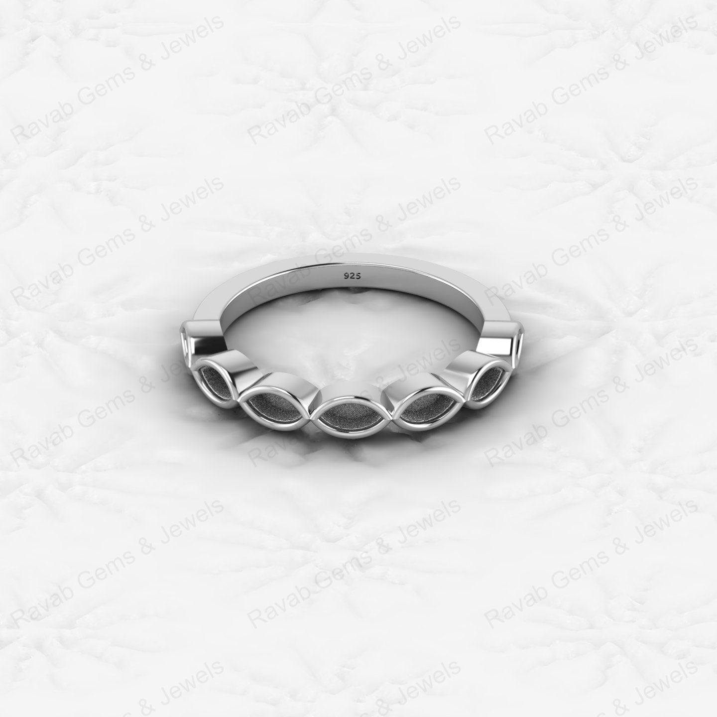 Best Quality Genuine 925 Sterling Silver 2x4mm Marquise Semi Mount Blank Setting Ring for Breastmilk & Keepsake Fine Jewelry