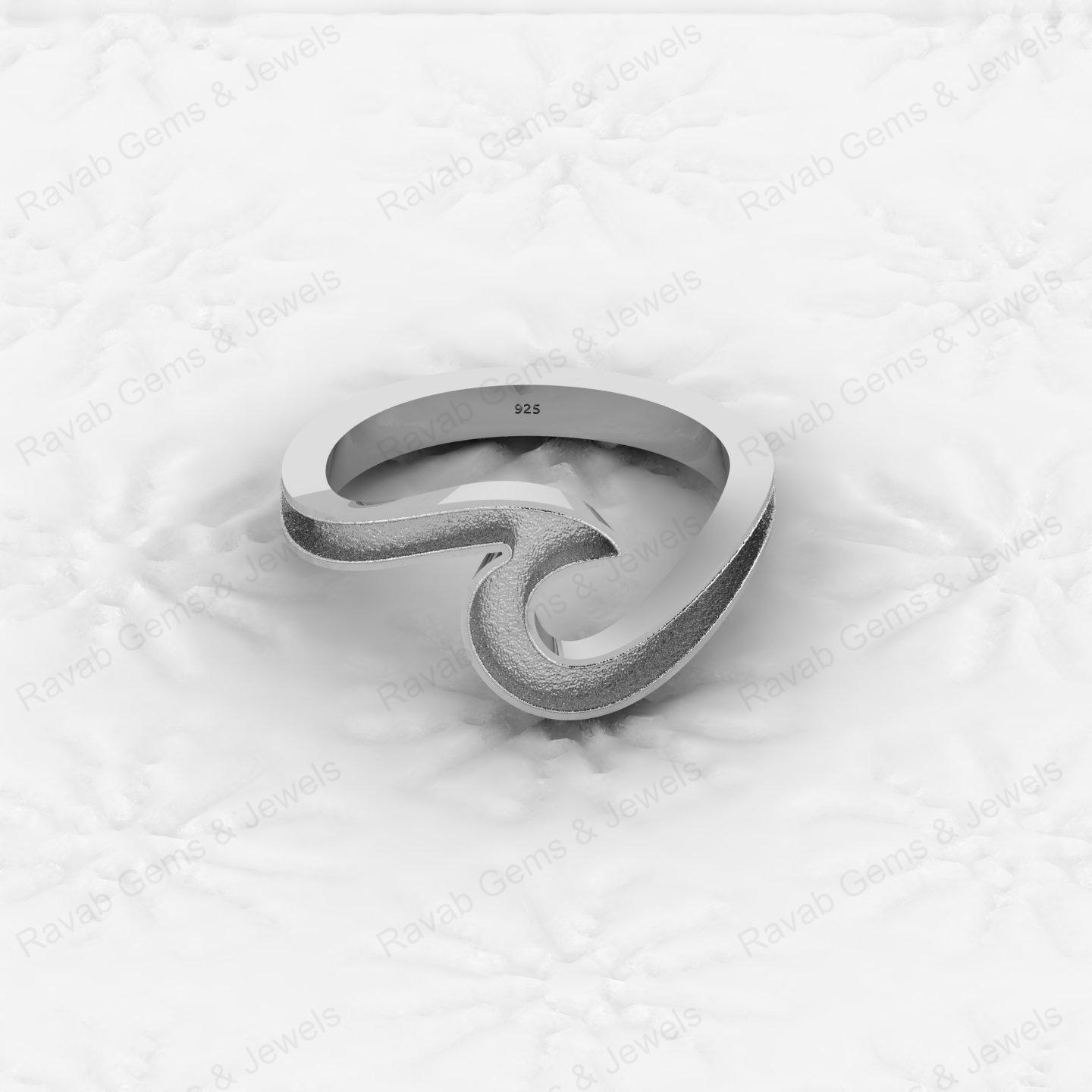Genuine Solid 925 Sterling Ocean Wave Design Semi Mount Blank Setting Ring Good for Resin & Ashes Work Keepsake DIY Jewelry