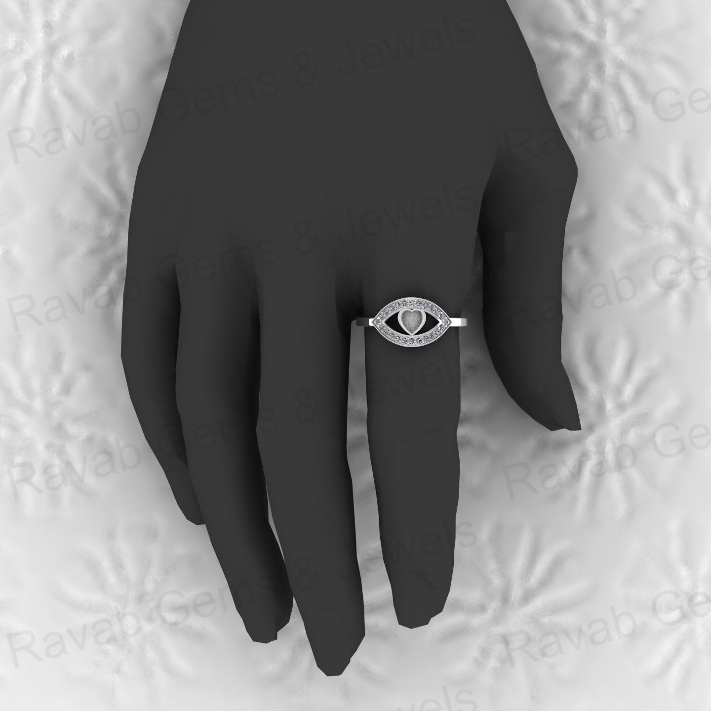 Solid 925 Sterling Silver 4mm Heart Semi Mount Blank Setting Eye in Heart Ring for Breastmilk & Keepsake Resin Ceramic Jewelry