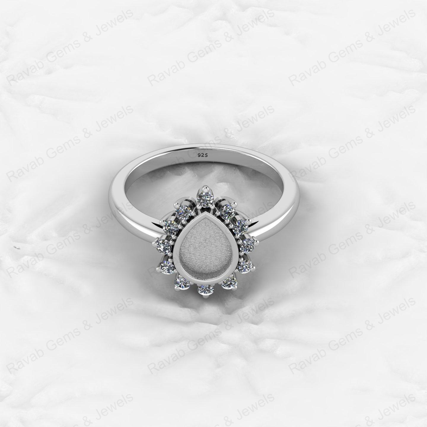 Top Quality 925 Sterling Silver 6x8mm Shape Semi Mount Blank Setting Ring Good for Resin & Ashes Work Keepsake Fine Jewelry