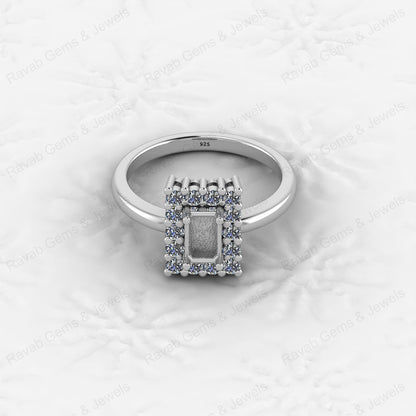 High Quality Genuine 925 Silver 3x5mm Octagon CZ 1.8mm Semi Mount Blank Setting Ring Breastmilk Jewelry Findings Components