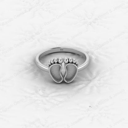 Superb Quality New Baby Born Foot Print 925 Silver Semi Mount Blank Setting Ring for Gemstone Findings & Components Jewelry