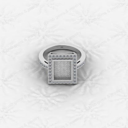 High Quality 925 Silver Rectangle 8x10mm Semi Mount Blank Setting Ring for Gemstone Ashes Resin Jewelry Supply