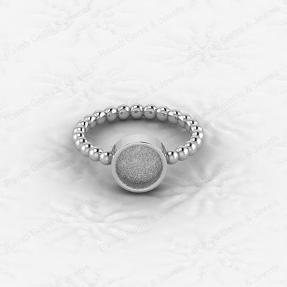 Best Quality 925 Silver Round 8mm Semi Mount Blank Setting Twisted Ring for Gemstone Ashes & Resin Findings for Women Jewelry
