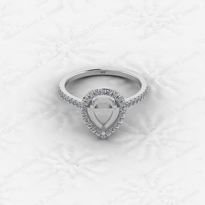 Genuine 925 Silver Pear 6x8mm Semi Mount Prong Blank Setting Ring for Gemstone Ashes & Resin Jewelry Findings & Jewelry Export
