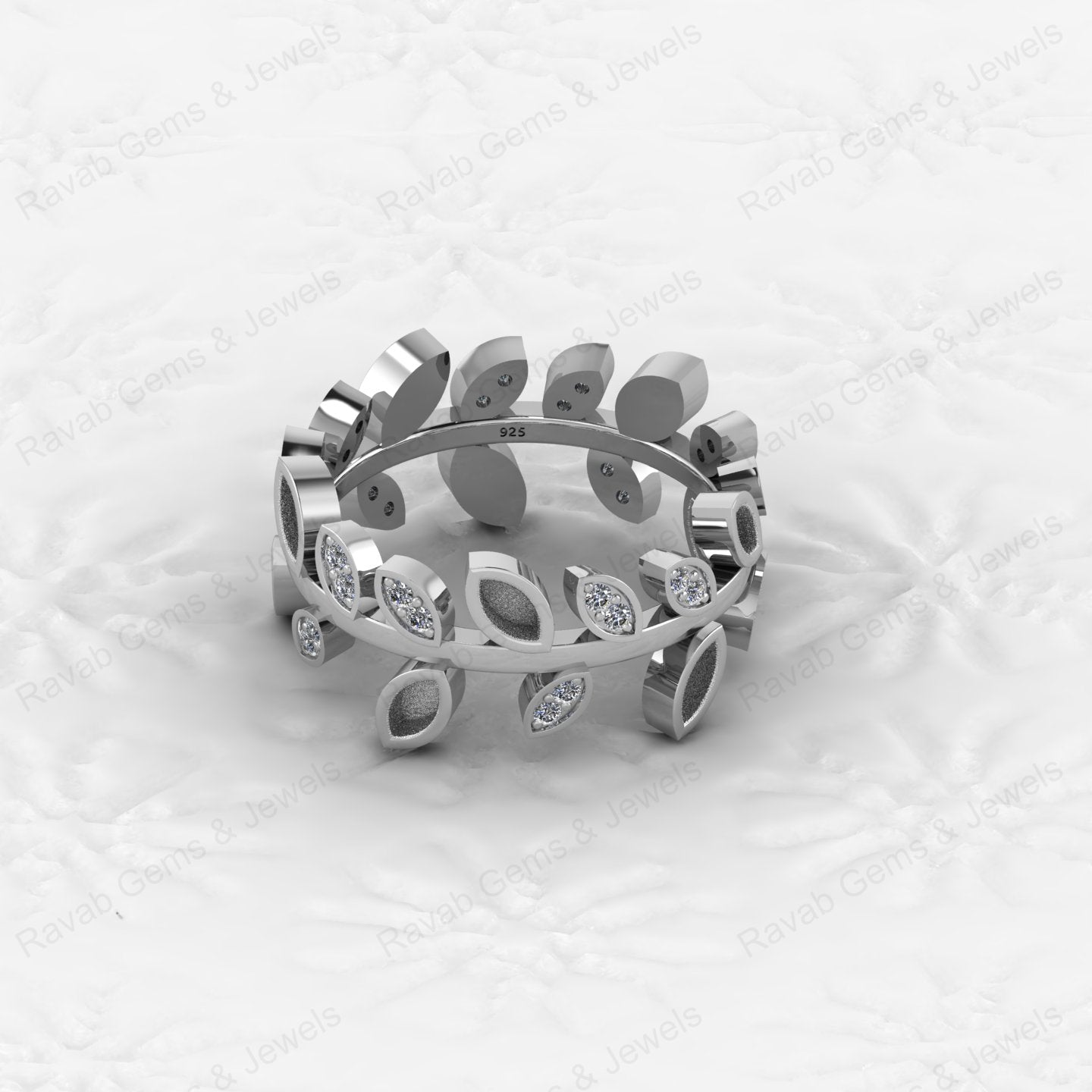 Genuine 925 Sterling Silver Marquise CZ Semi Mount Leaf Design Ring 2x4mm Breastmilk Jewelry Findings Components