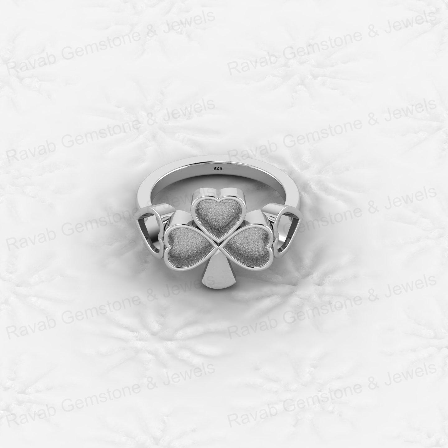 Excellent Quality 925 Sterling Silver 6mm Heart Semi Mount Breastmilk Keepsake Shamrock Clover Ring Jewelry Findings Components