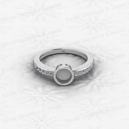 New Arrival 925 Silver 6mm CZ 1.80 Semi Mount Blank Setting Cocktail Band Ring Breastmilk Keepsake Jewelry Findings Components