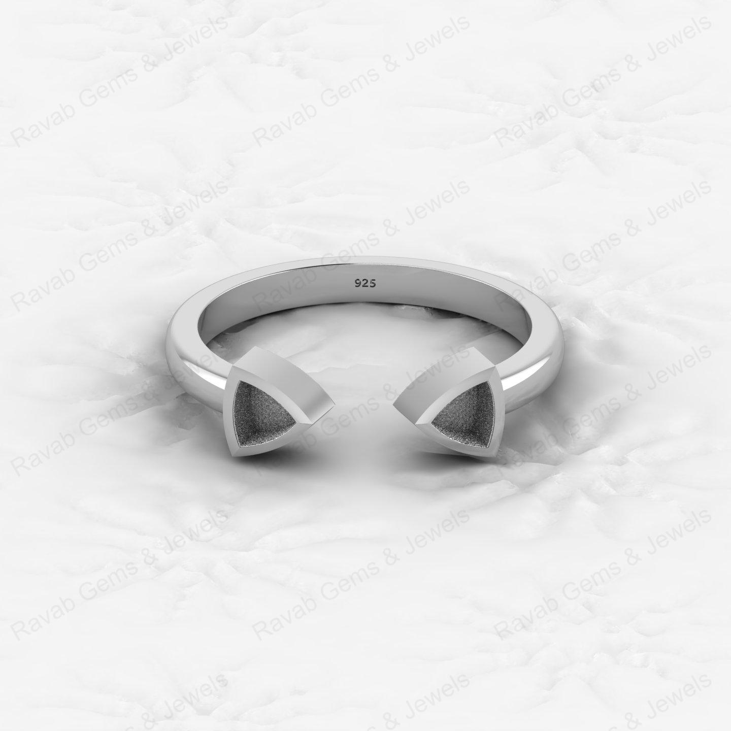 High Quality Genuine 925 Sterling Silver 5mm Trillion Black Setting Ring Handmade Ashes Resin Work Jewelry Finding