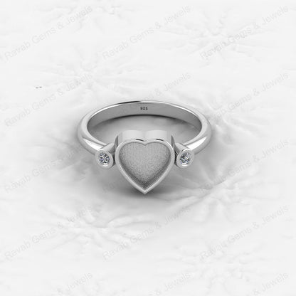 Superb Quality 925 Silver Heart 8x8mm Semi Mount Blank Setting Ring Gemstone Ashes Resin Jewelry Findings Wholesale Supplies