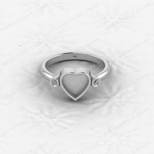 Superb Quality 925 Silver Heart 8x8mm Semi Mount Blank Setting Ring Gemstone Ashes Resin Jewelry Findings Wholesale Supplies