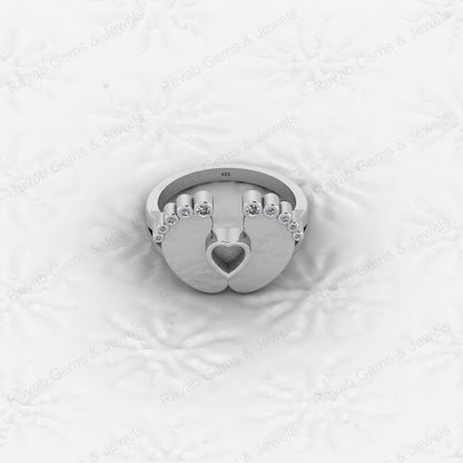 Superb Quality New Baby Born Foot Print 925 Silver Semi Mount Blank Setting Ring for Gemstone Findings & Components Jewelry