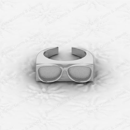 Superb Solid 925 Sterling Silver Goggles Design Semi Mount Blank Setting Ring Good for Ashes & Resin Work Breastmilk Jewelry