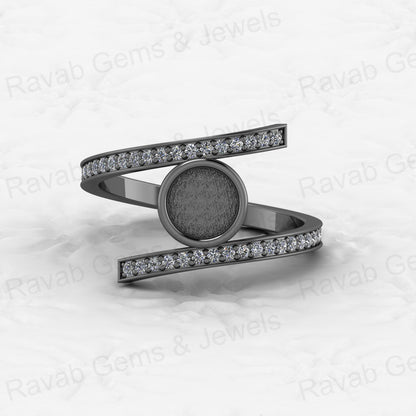 Solid 925 Sterling Silver 6mm Engagement Semi Mount Blank Setting Wedding Ring Good for Ashes & Resin Work Breastmilk Jewelry