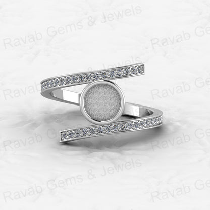Solid 925 Sterling Silver 6mm Engagement Semi Mount Blank Setting Wedding Ring Good for Ashes & Resin Work Breastmilk Jewelry