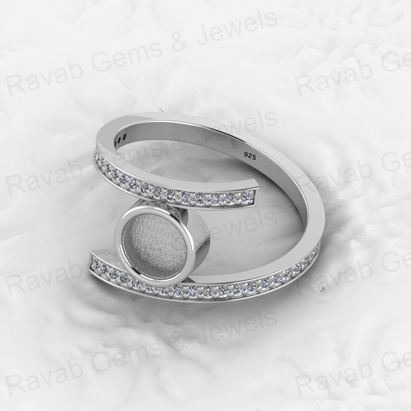 Solid 925 Sterling Silver 6mm Engagement Semi Mount Blank Setting Wedding Ring Good for Ashes & Resin Work Breastmilk Jewelry