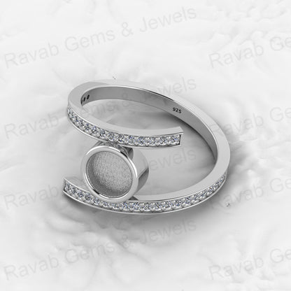 Solid 925 Sterling Silver 6mm Engagement Semi Mount Blank Setting Wedding Ring Good for Ashes & Resin Work Breastmilk Jewelry