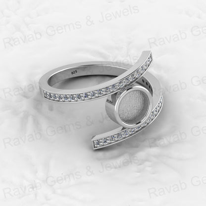 Solid 925 Sterling Silver 6mm Engagement Semi Mount Blank Setting Wedding Ring Good for Ashes & Resin Work Breastmilk Jewelry